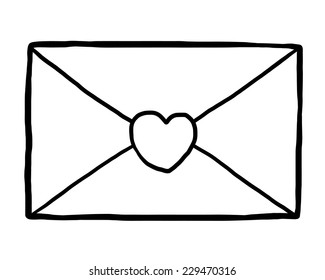 Love Envelope Cartoon Vector Illustration Black Stock Vector (Royalty ...