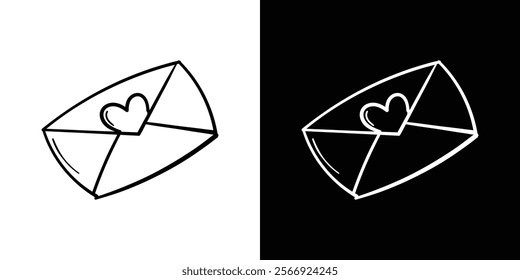 Love envelope doodle. Hand drawn romance valentine illustration.