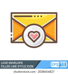 love envelope in filled line style icon isolated on white background. EPS 10
