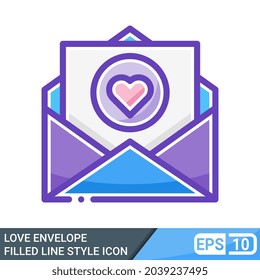 love envelope in filled line style icon isolated on white background. EPS 10