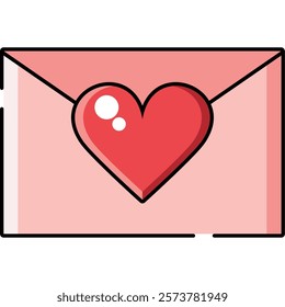 Love Envelope with Heart Vector Isolated Illustration