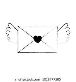 love envelope with heart and wings