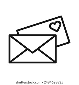 love envelope icon Black line art vector