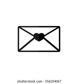 Love envelope icon, flat design template, vector 