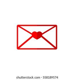 Love envelope icon, flat design template, vector illustration