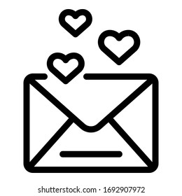 Love envelope icon. Outline love envelope vector icon for web design isolated on white background