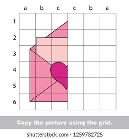Love envelope letter, the educational game with simple game level. Copy the symmetric picture.