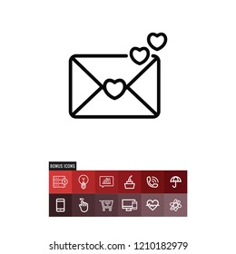 Love envelope valentines day vector icon