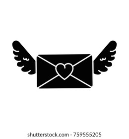 love envelope with wings