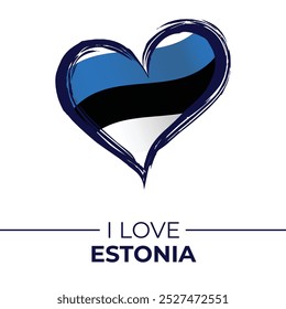 I Love Estonia Banner with Flag in Heart. Estonia love Emblem Isolated on White Background. Vector, Illustration, Isolated, Love, Background.