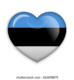  Love Estonia.  Flag Heart Glossy Button