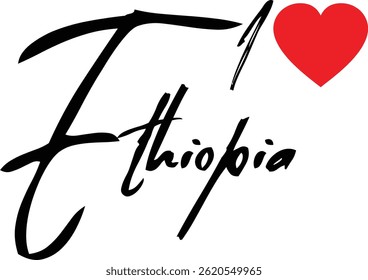 I Love Ethiopia Country Name In Grunge Text Typography