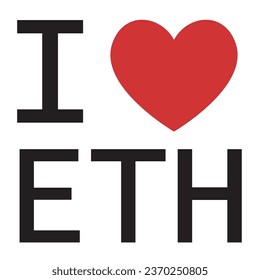 I love Ethiopia typography vector