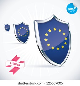 I Love EU Flag Illustration, Sign, Symbol, Button, Badge, Icon, Logo for Family, Baby, Children, Teenager, People