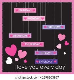 Love every day illustration for valentine or wedding greeting card