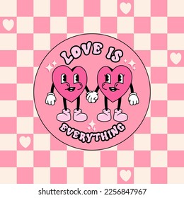 Love is everything retro cartoon illustration