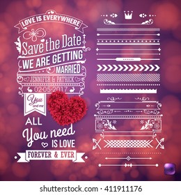 Love is everywhere we are getting married stationery with assorted frame and border objects