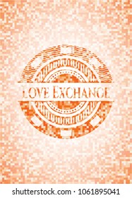  Love Exchange abstract orange mosaic emblem with background