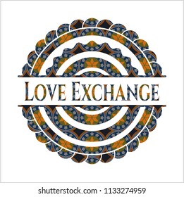 Love Exchange arabesque style badge. arabic decoration.