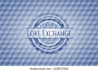 Love Exchange blue polygonal emblem.