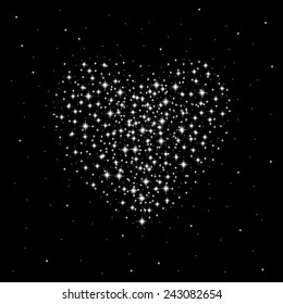 Love Explosion. Vector Illustration. Starry Heart As A Constellation