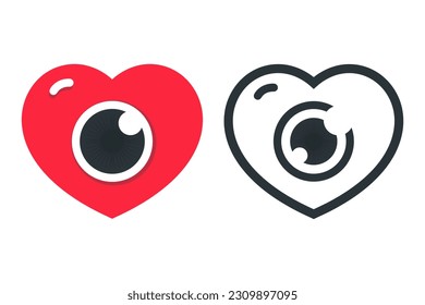 Icono del ojo de amor. Vector de ilustración