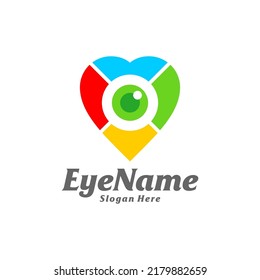 Love Eye Logo Design Template. Eye Love logo concept vector. Creative Icon Symbol