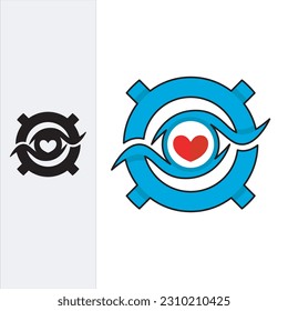 signo de plantilla de diseño del logotipo de los ojos de amor. una silueta sólida y de diseño.