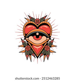 Diseño de Vector de tatuaje de ojo de amor