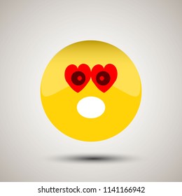 Love in the eyes emoji isolated flat vector icon