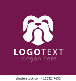 Love Face Dog Logo Vector