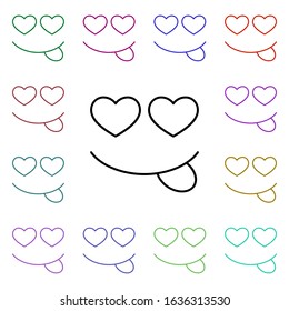 In love face heart multi color style icon. Simple thin line, outline vector of heartbeat icons for ui and ux, website or mobile application