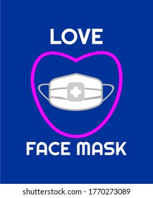 LOVE FACE MASK FOR AGAINST CORONA VECTOR DESIGN