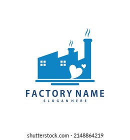 Love Factory logo design vector, Creative Factory logo design Template Illustration