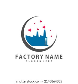 Love Factory logo design vector, Creative Factory logo design Template Illustration