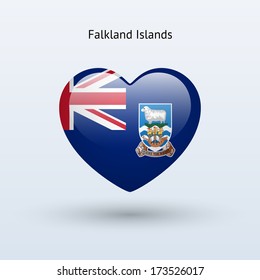 Love Falkland Islands symbol. Heart flag icon. Vector illustration.