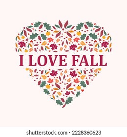 I love Fall vibes, autumn vibes. Vector thanksgiving quote. The flower and leaves vector art icon. Prints on t-shirts and bags, posters, cards. Pumpkin season, Fall vector design.