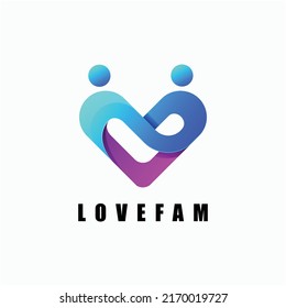 love family colorful logo design template