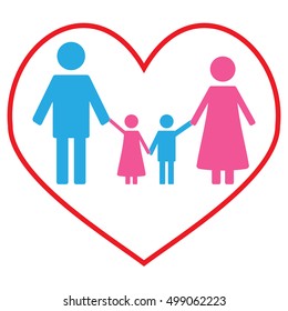 Love family concept banner. Happy family and couple with kids. Vector illustration