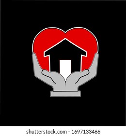Love family design logo, protect the family