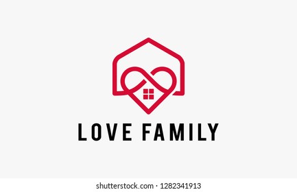 Love Family Logo designs Concept, Love and Home Logo template designs