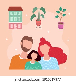 Love Family Members Characters Together And Icons Vector Illustration Design