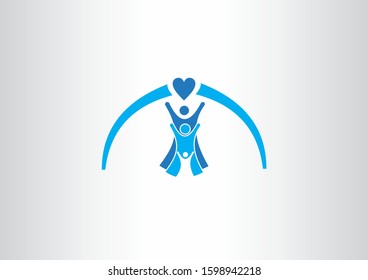 Love the family vector template design. Blue people symbol logo  