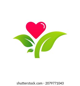 Plantilla vectorial de diseño del logotipo de la granja de amor. Concepto del logotipo de la granja