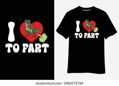 I Love To Fart Youth Funny Farting Dinosaur T-Shirt Design