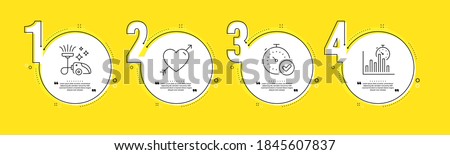 Love, Fast verification and Vacuum cleaner line icons set. Timeline process infograph. Report timer sign. Valentines day, Timer, Vacuum-clean. Growth chart. Business set. Vector