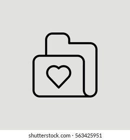 Love Favorite Folder outline Vector Icon