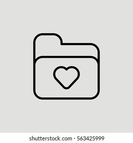 Love Favorite Folder outline Vector Icon