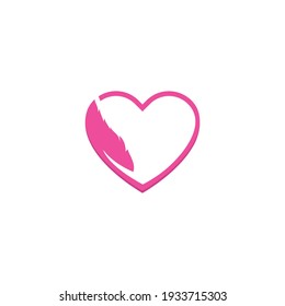 Diseño de iconos vectores del logotipo de Love Feather