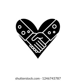 Love fidelity black icon, vector sign on isolated background. Love fidelity concept symbol, illustration 